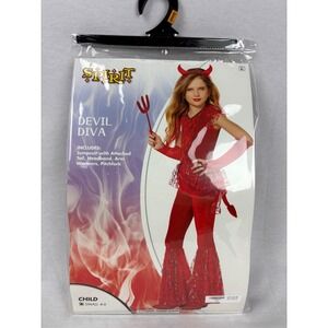 Spirit Halloween Devil Diva Kids Devil Costume Size Small 4-6 Sassy Devil Flames